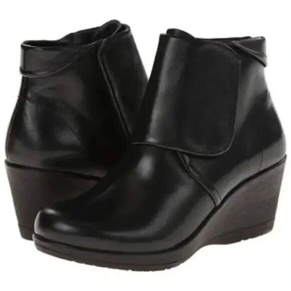 Dansko Shoes - Dansko Romy Leather Wedge Booties Boots Womens shoes Black EU 40